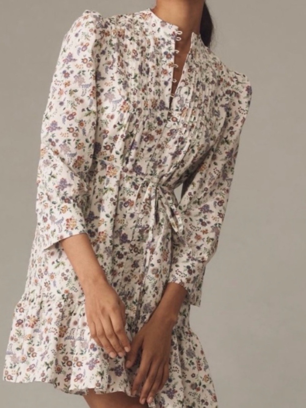 NWT English Factory Vintage Inspired Pintuck Romantic Cotton Floral Dress , M